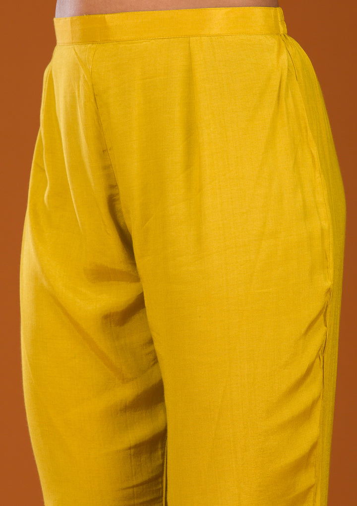 Yellow Cutdana Tissue Readymade Salwar Suit