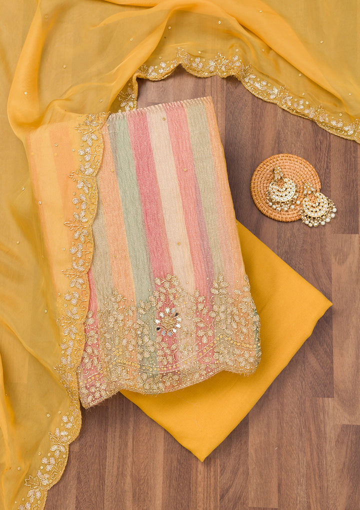 Yellow Cutdana Tissue Unstitched Salwar Suit