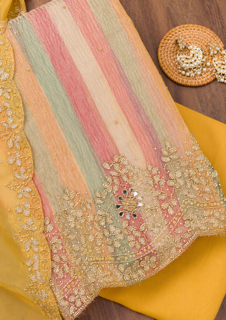 Yellow Cutdana Tissue Unstitched Salwar Suit