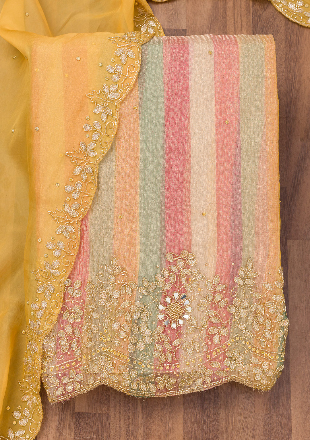 Yellow Cutdana Tissue Unstitched Salwar Suit