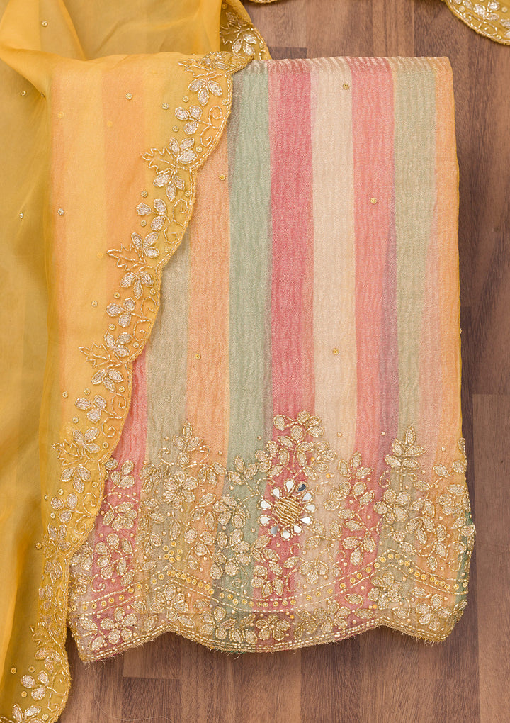 Yellow Cutdana Tissue Unstitched Salwar Suit