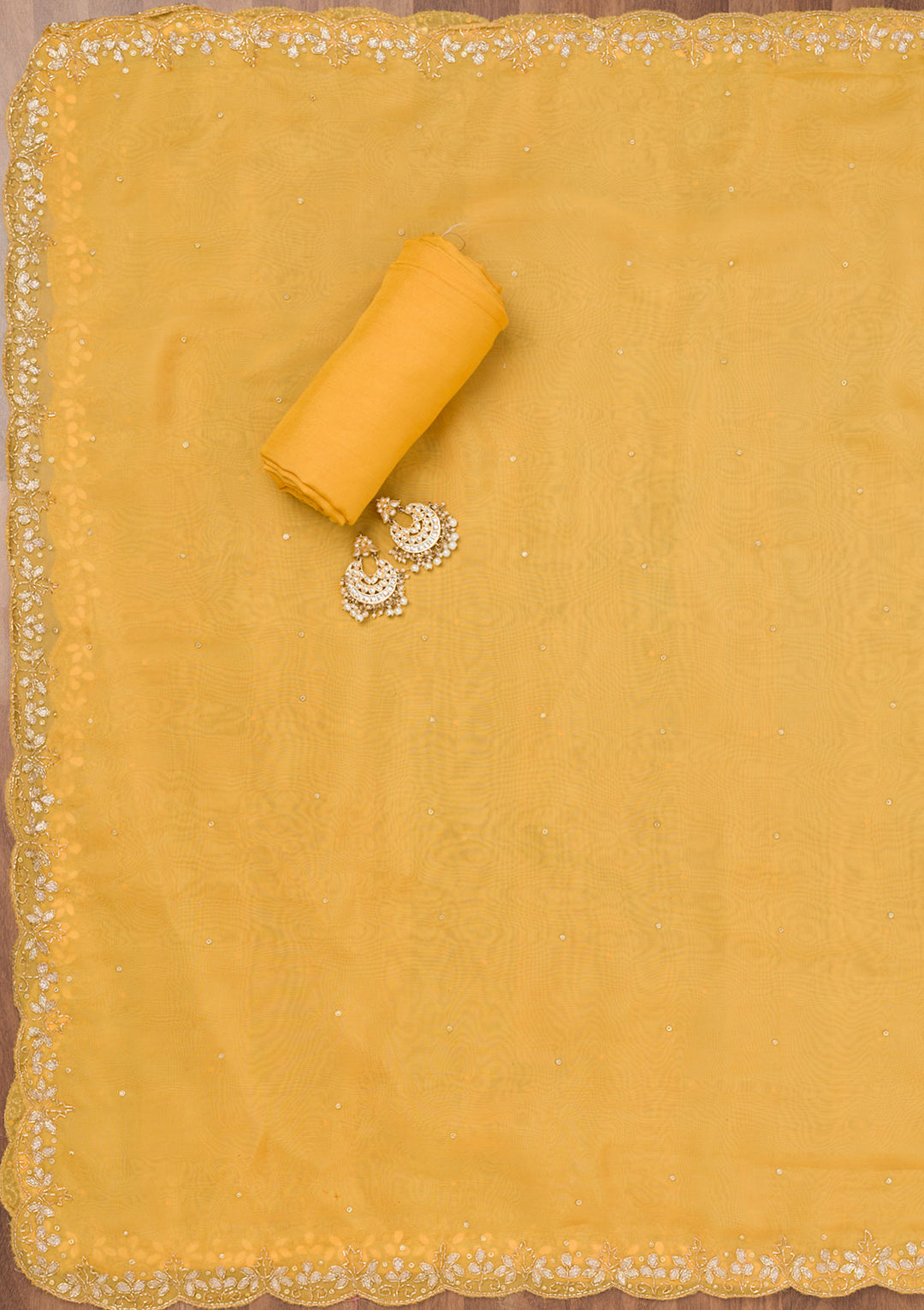 Yellow Cutdana Tissue Unstitched Salwar Suit