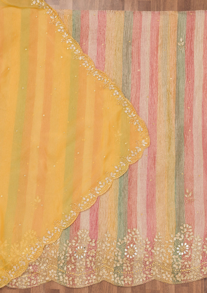 Yellow Cutdana Tissue Unstitched Salwar Suit