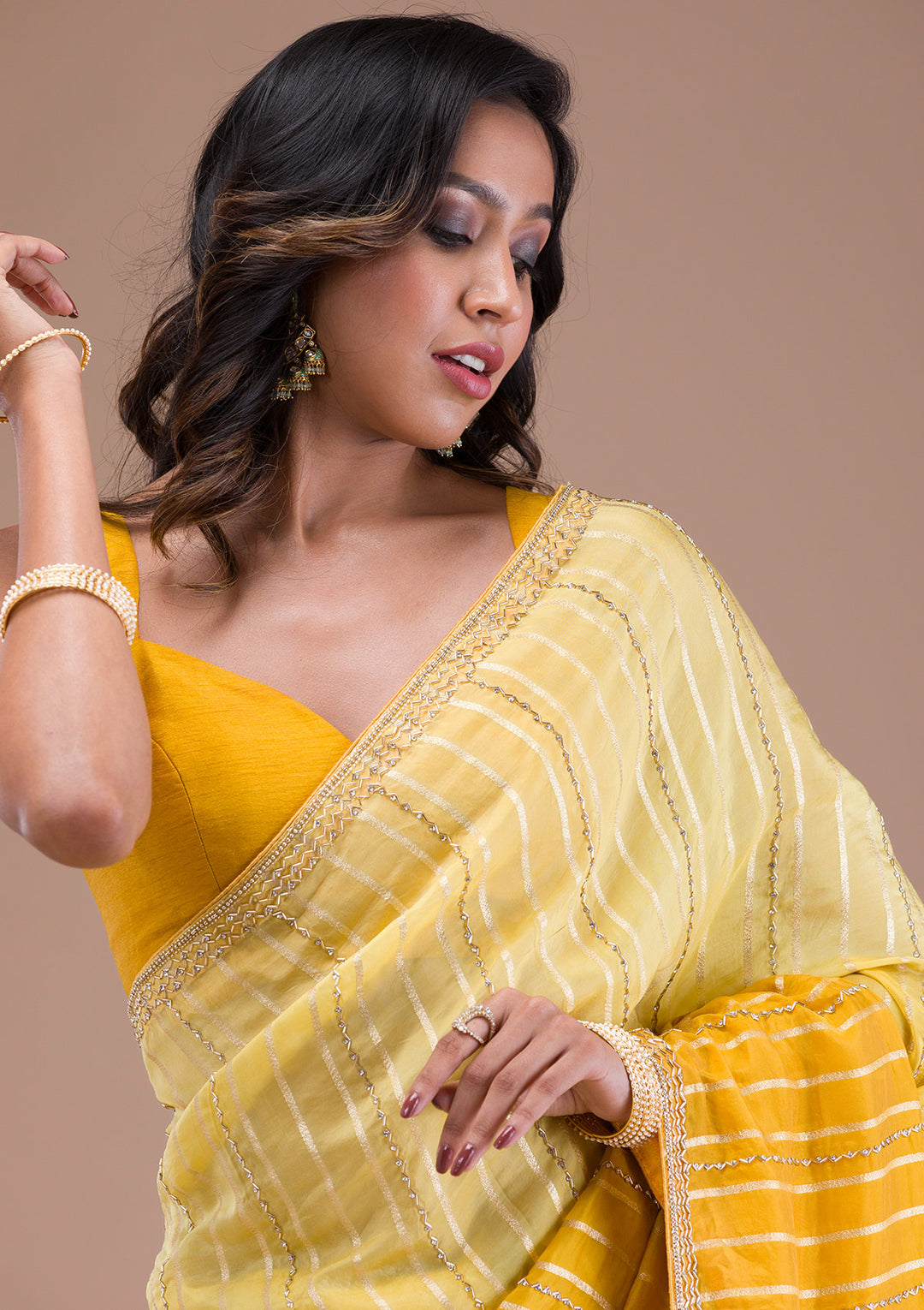 Yellow Ombre Organza Saree