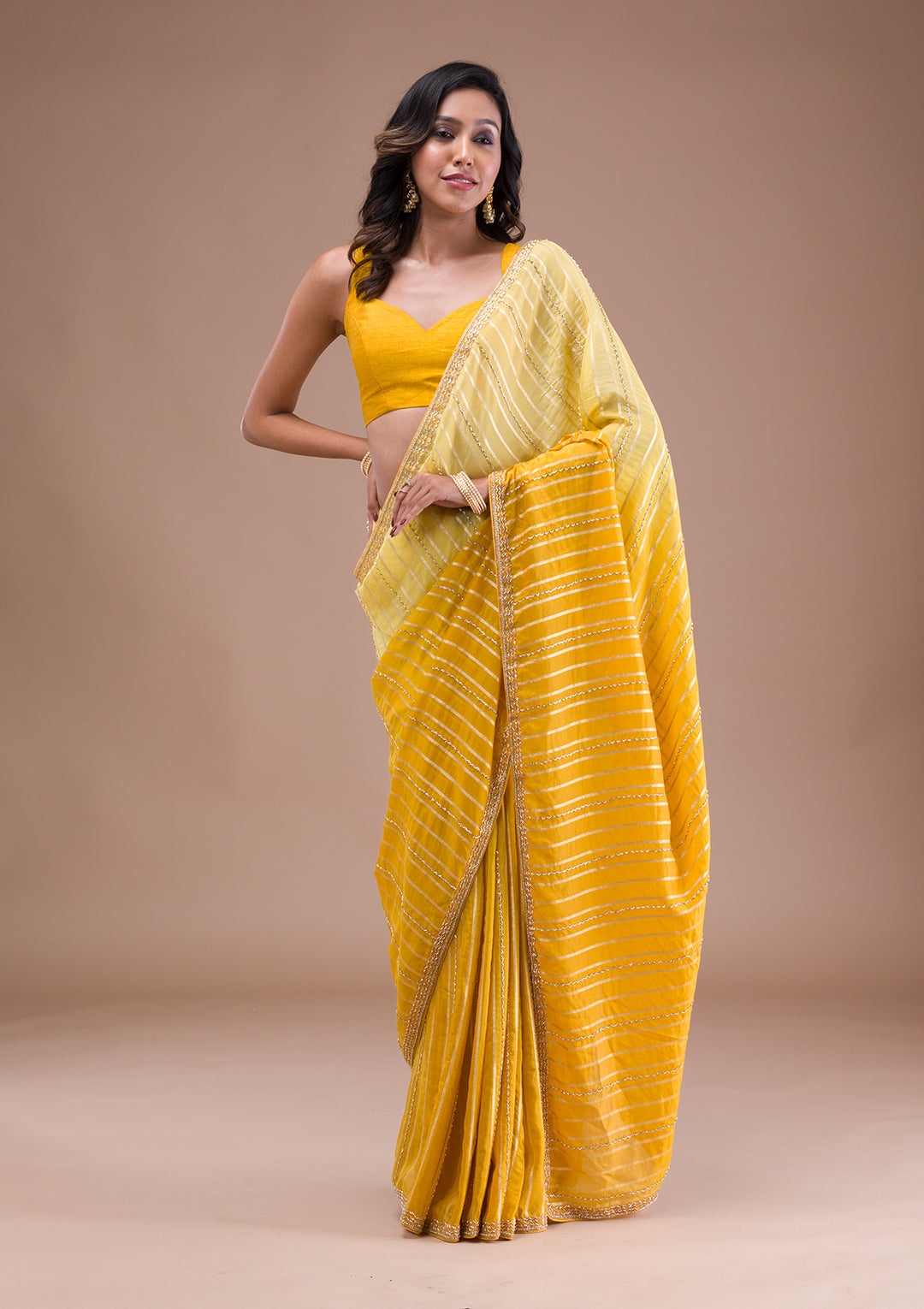 Yellow Ombre Organza Saree