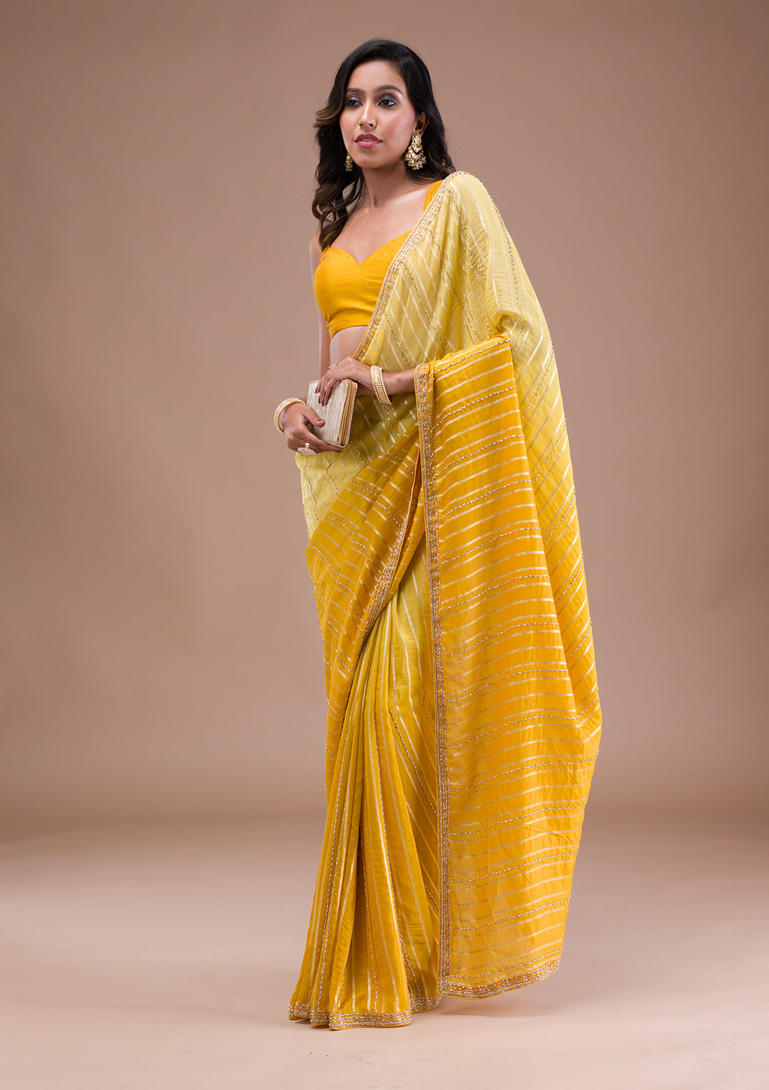 Yellow Ombre Organza Saree