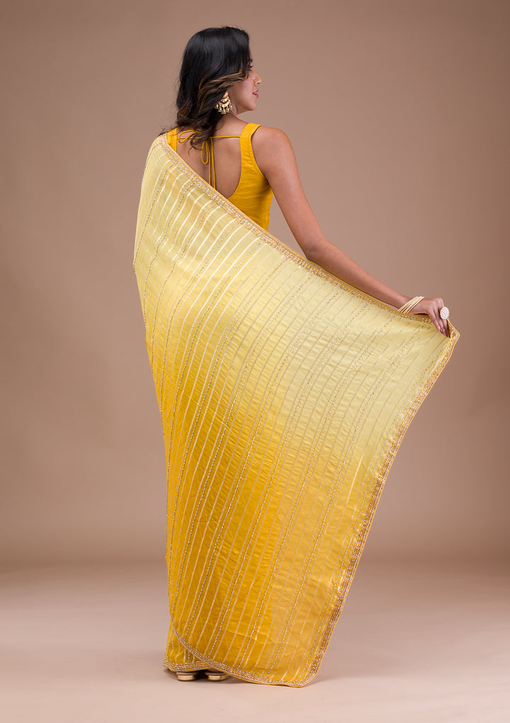 Yellow Ombre Organza Saree