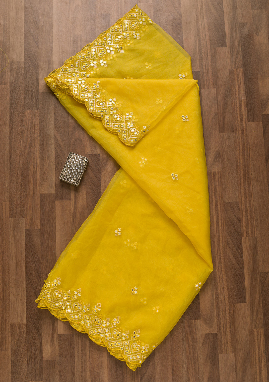 Yellow Gotapatti Tissue Dupatta-Koskii
