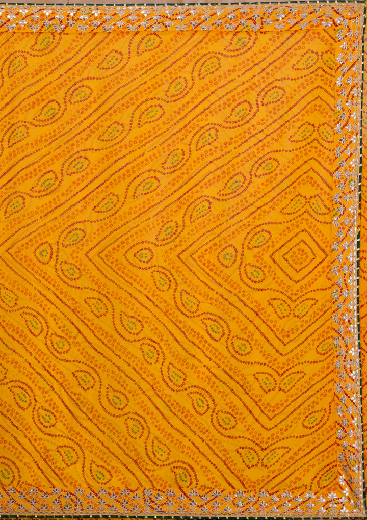 Yellow Bandhani Gotapatti Georgette Saree