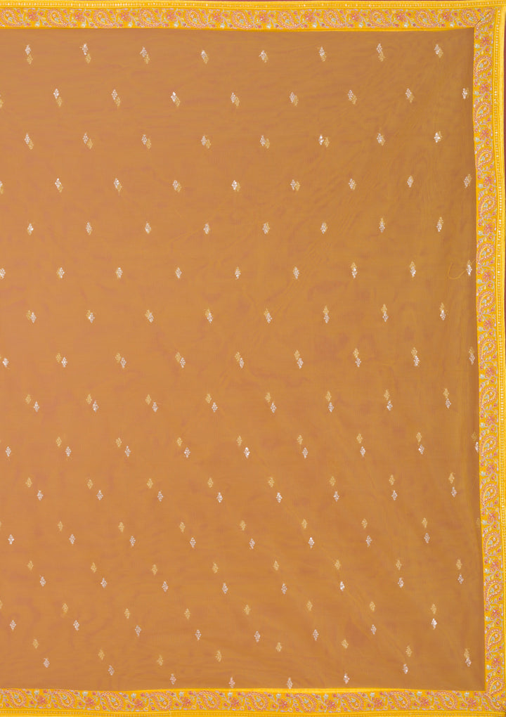 Yellow Kashmiri Georgette Semi Stitched Lehenga