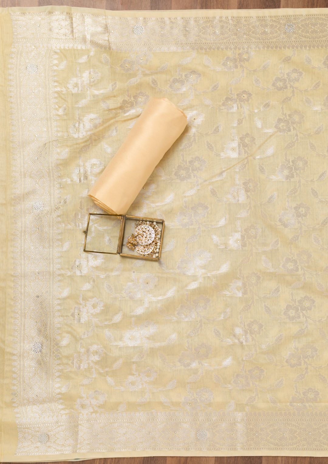 Yellow Zariwork Banarasi Unstitched Salwar Suit