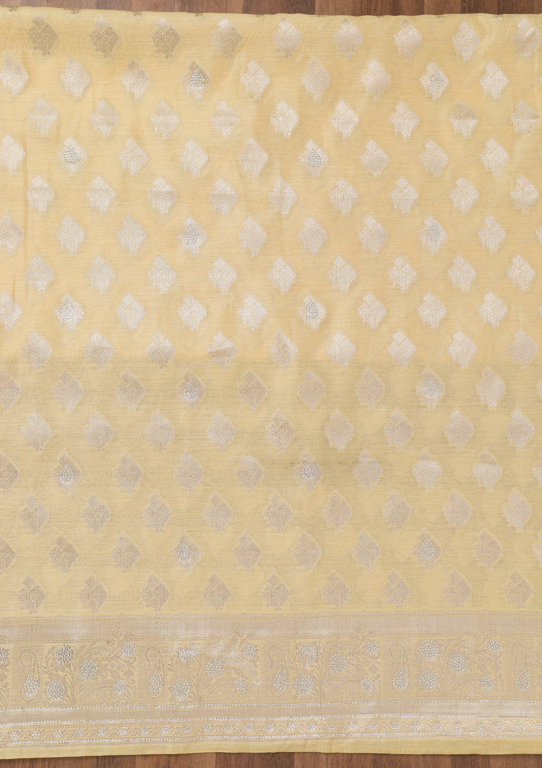 Yellow Zariwork Banarasi Unstitched Salwar Suit