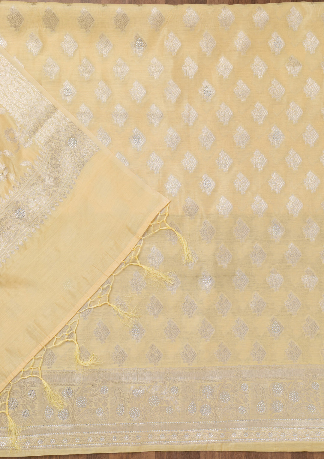 Yellow Zariwork Banarasi Unstitched Salwar Suit