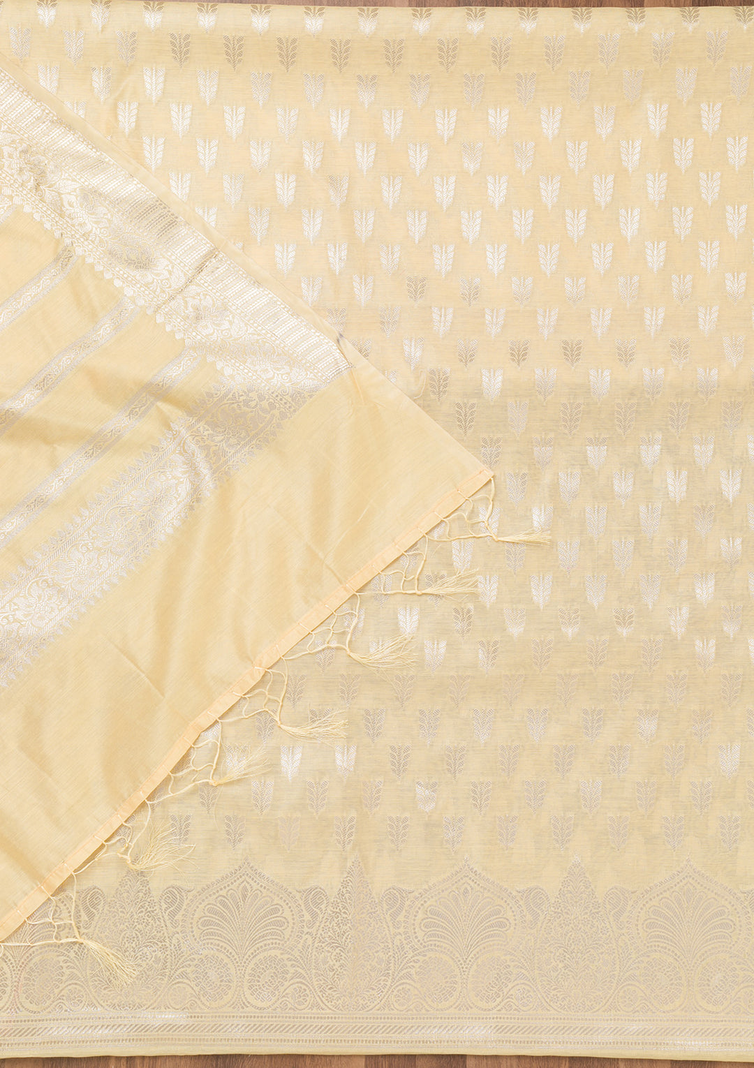 Yellow Zariwork Banarasi Unstitched Salwar Suit