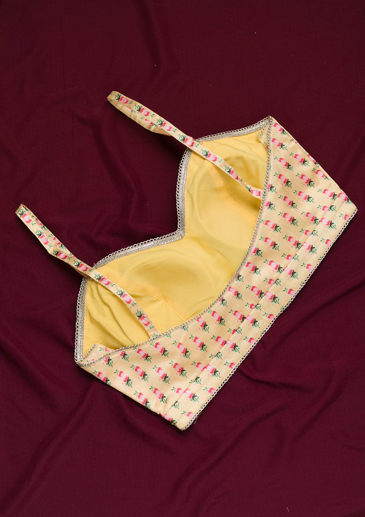 Yellow Printed Semi Crepe Blouse