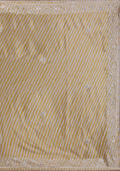 Yellow Printed Semi Crepe Saree