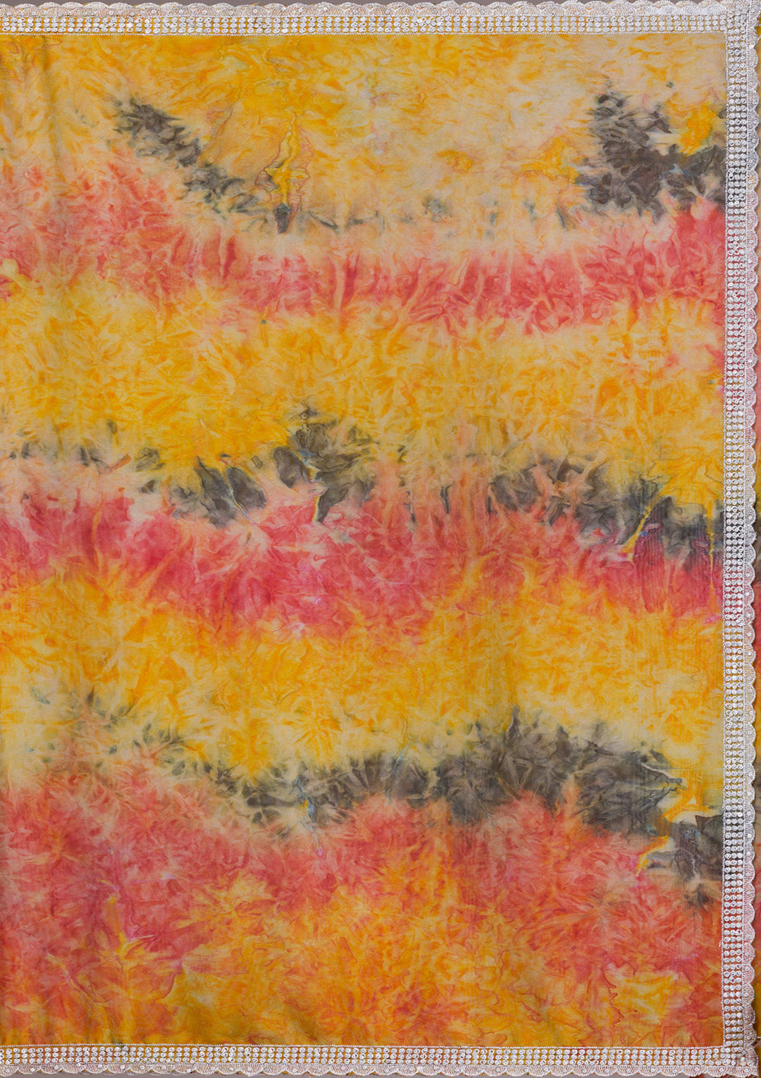 Yellow Printed Semi Crepe Saree