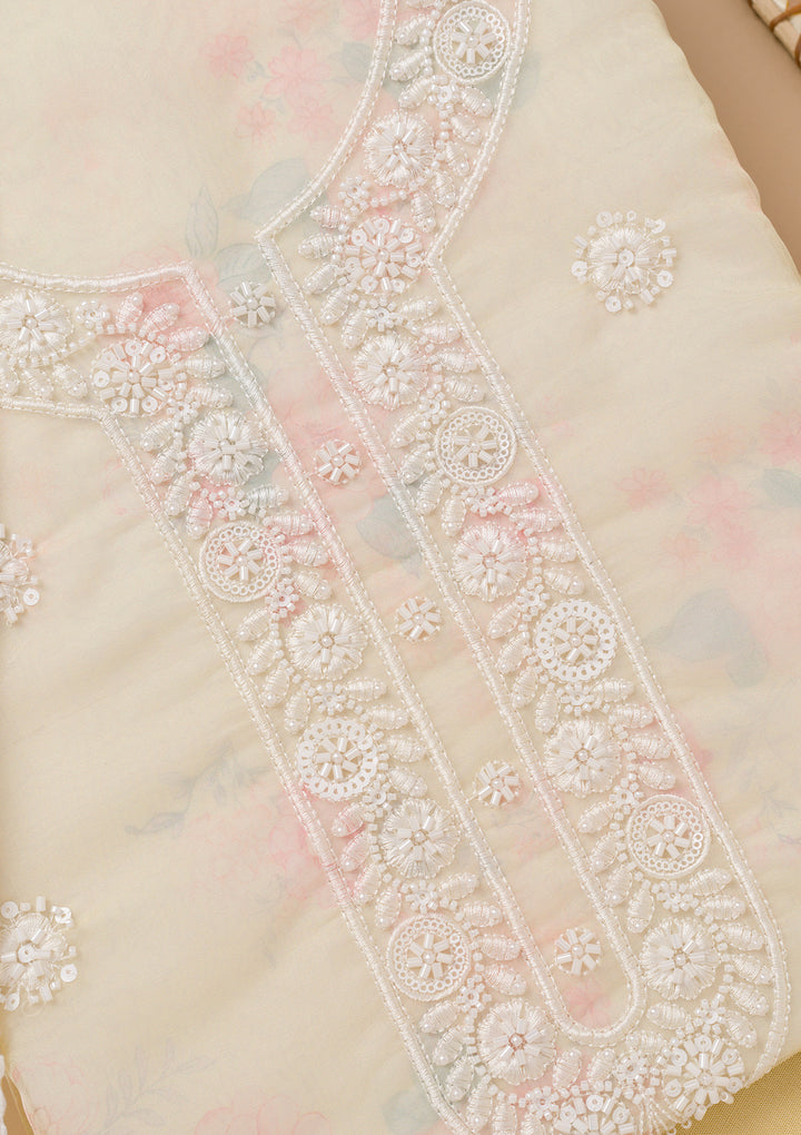 Yellow Printed Tissue Unstitched Salwar Suit