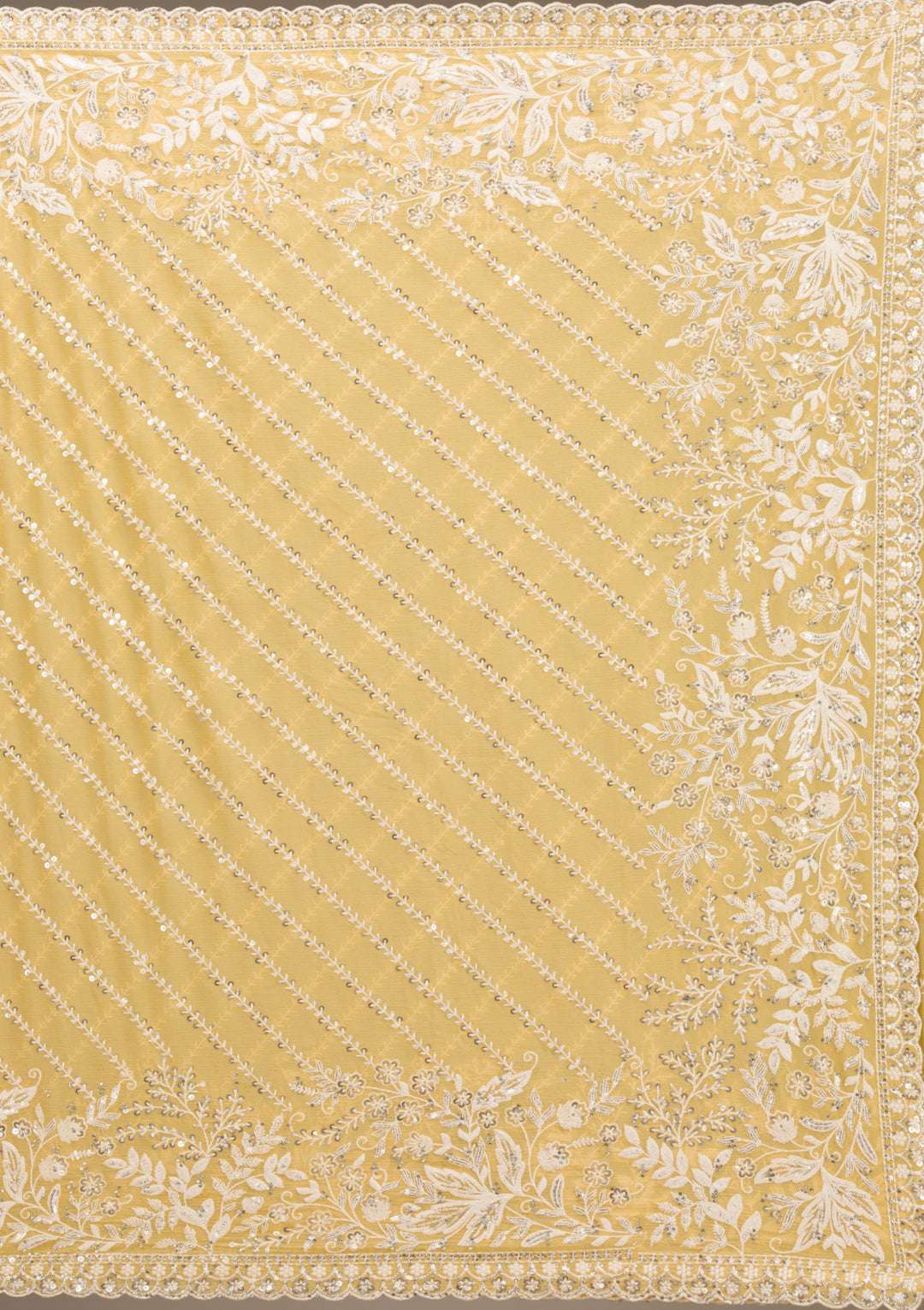 Yellow Sequins Georgette Saree
