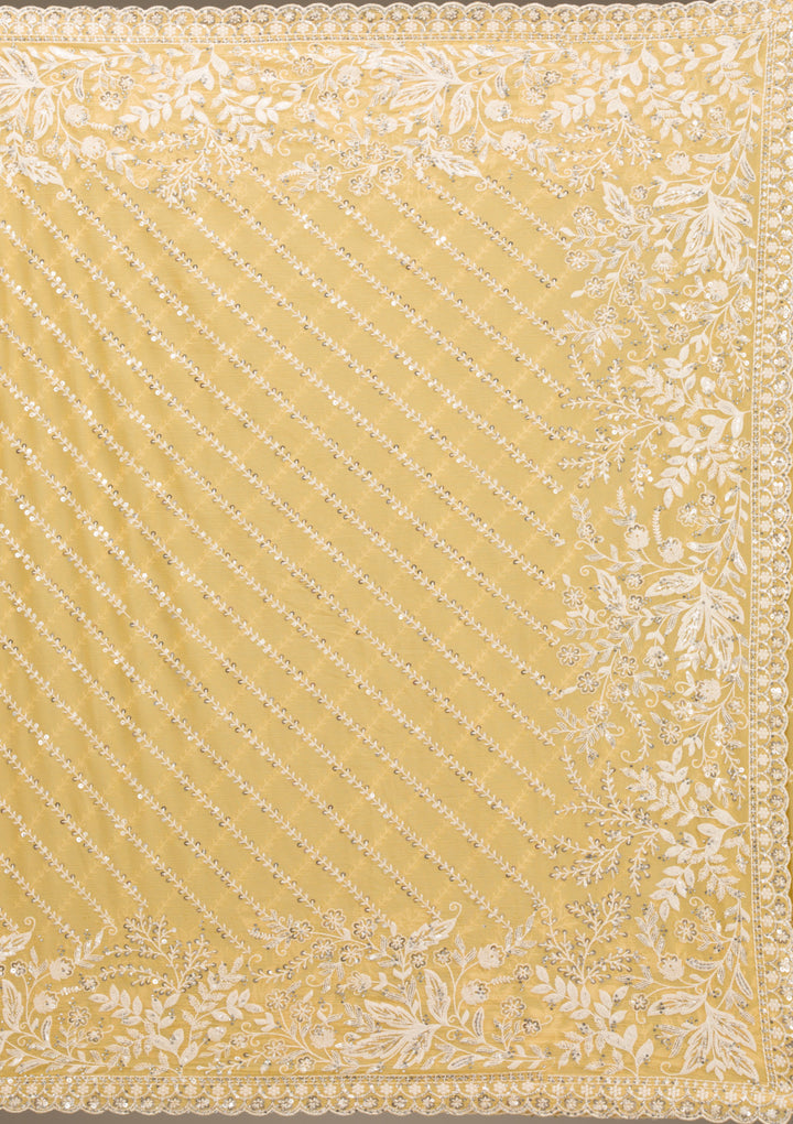 Yellow Sequins Georgette Saree