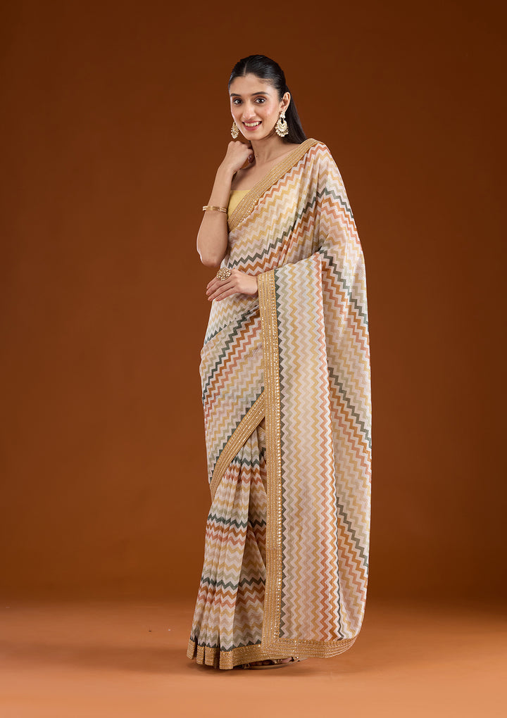 Yellow Sequins Tissue Saree