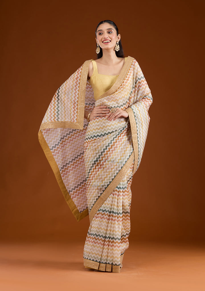 Yellow Sequins Tissue Saree