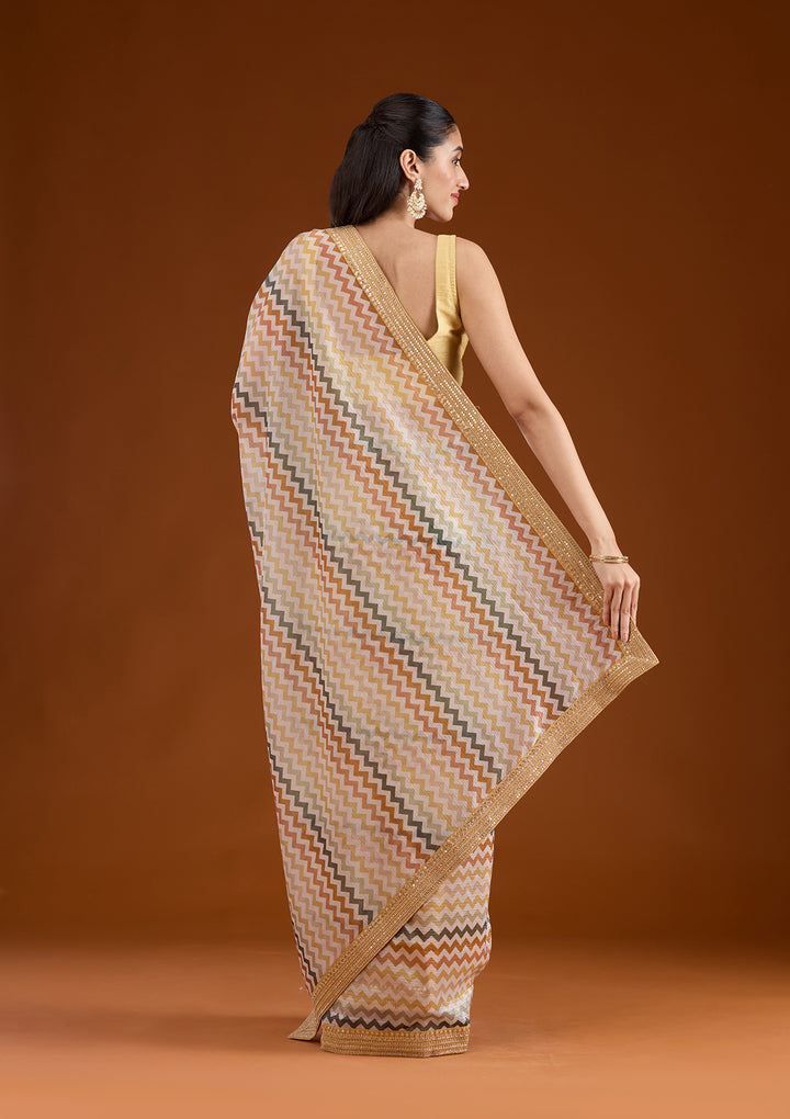 Yellow Sequins Tissue Saree