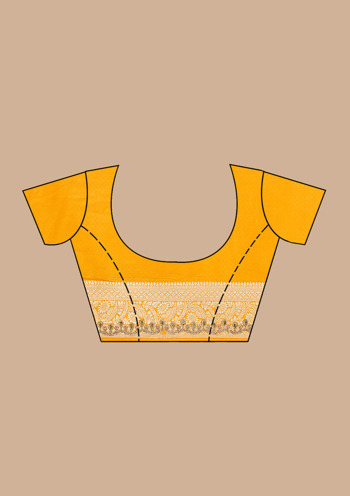 Yellow Stonework Banarasi Silk Saree