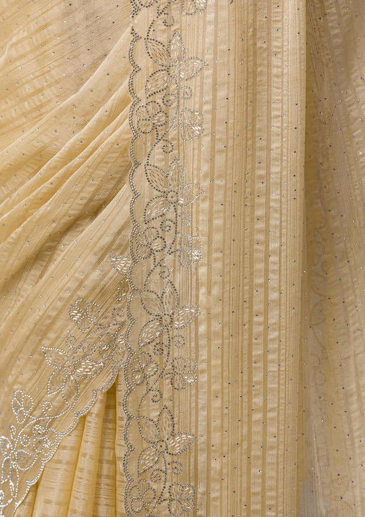 Yellow Stonework Chiffon Saree
