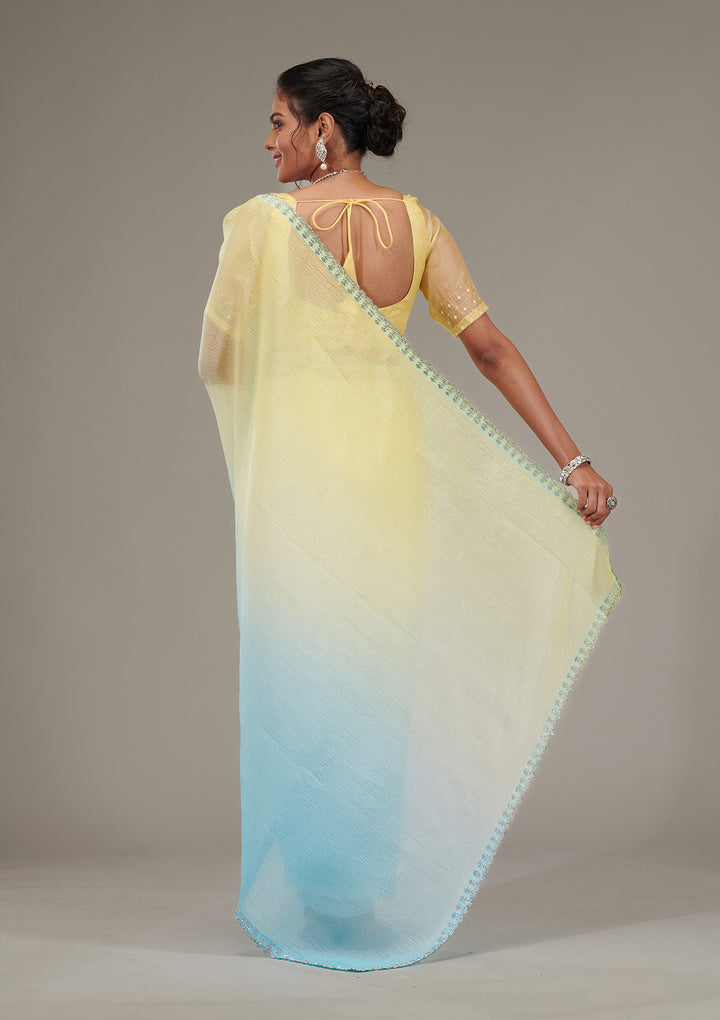 Yellow Stonework Tissue Saree