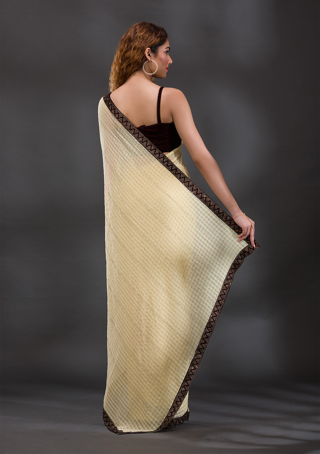 Yellow Swarovski Georgette Saree