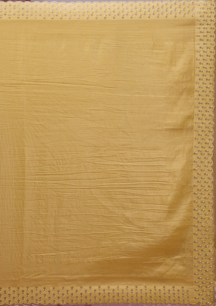 Yellow Swarovski Tissue Saree