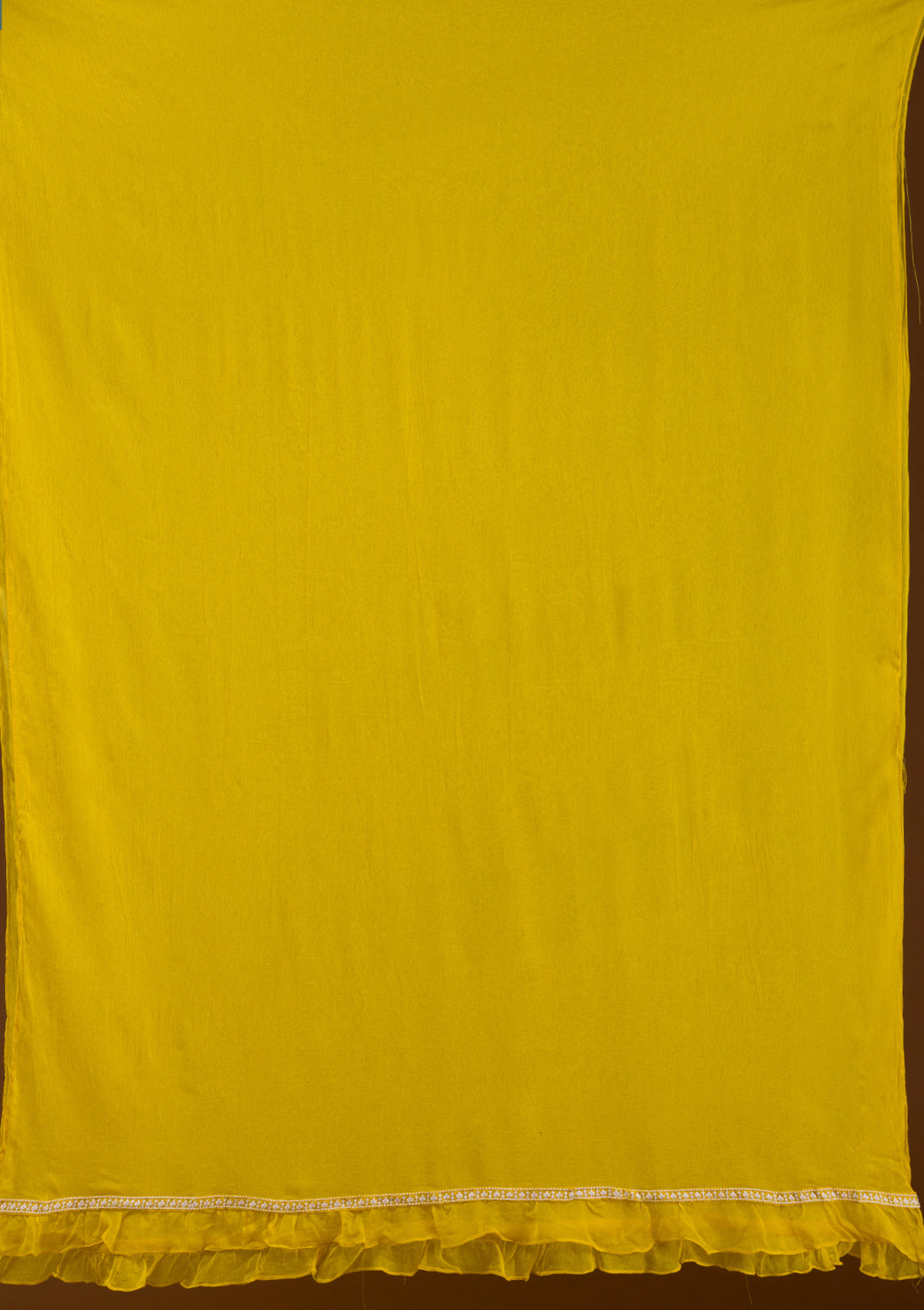 Yellow Threadwork Chiffon Readymade Salwar Suit