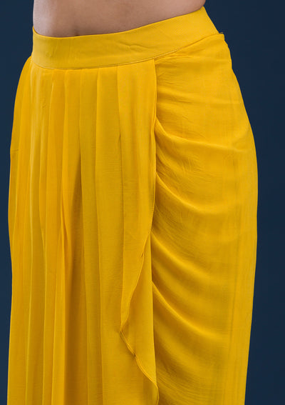 Yellow Threadwork Georgette Readymade Salwar Suit