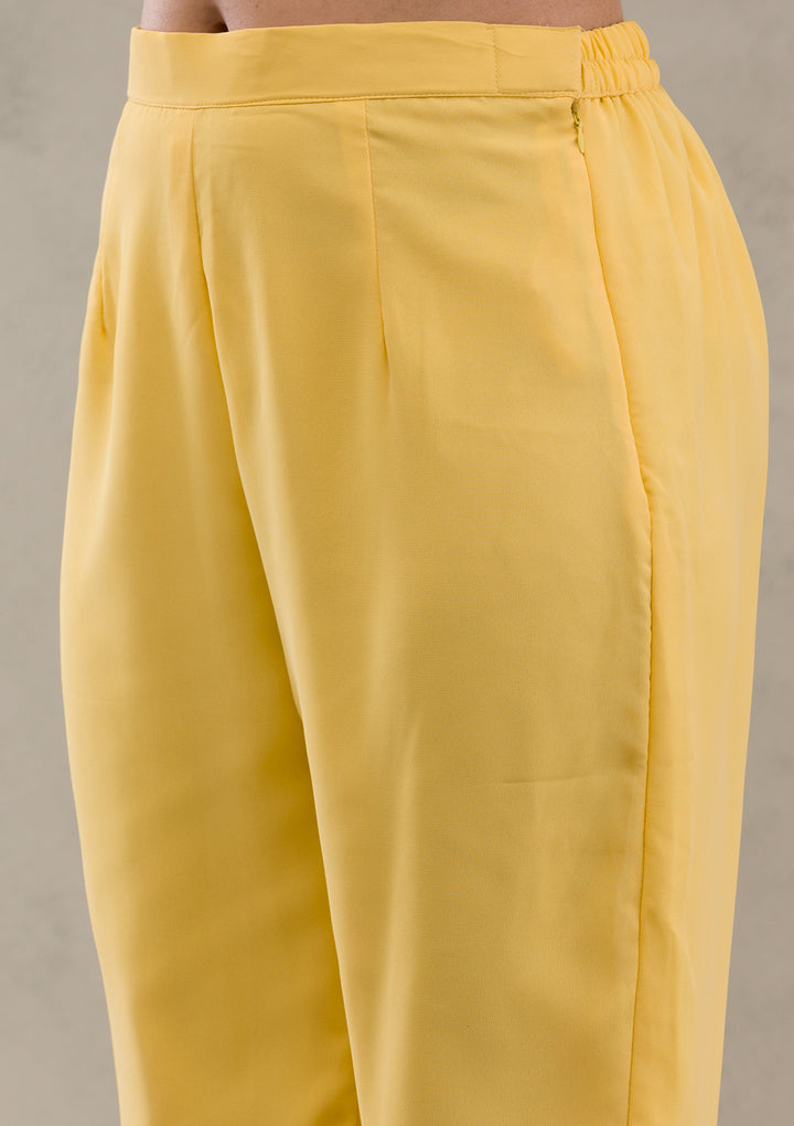 Yellow Threadwork Georgette Readymade Salwar Suit