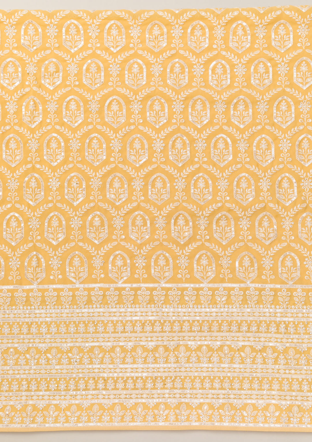 Yellow Threadwork Georgette Unstitched Salwar Suit