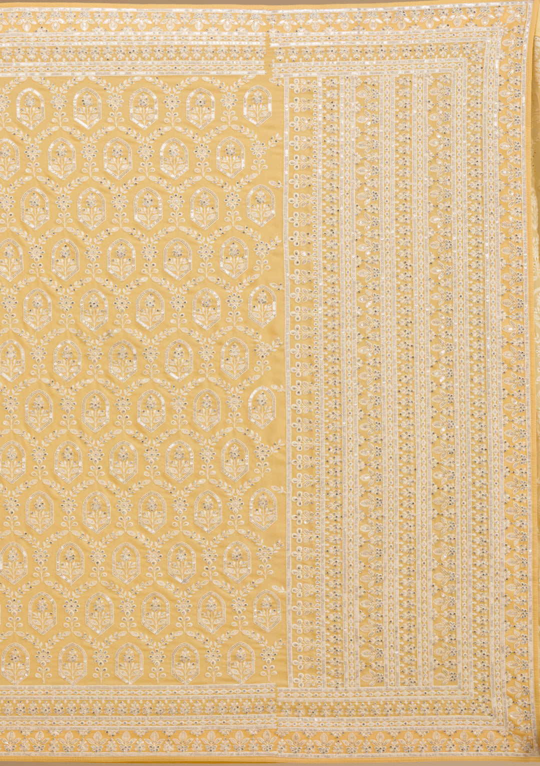 Yellow Threadwork Georgette Saree