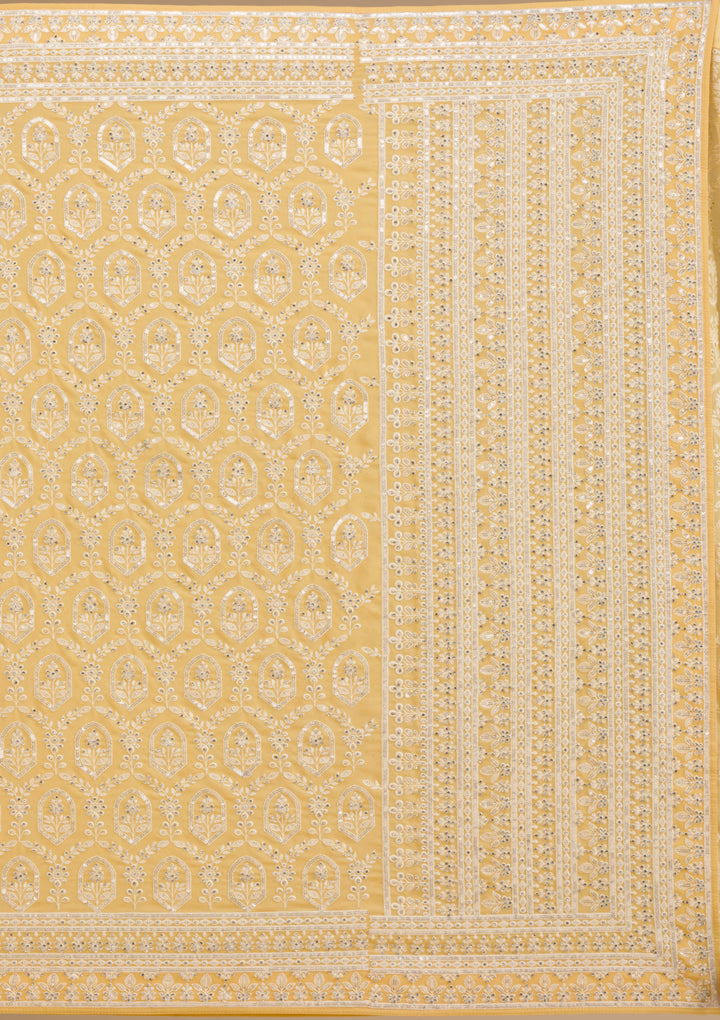 Yellow Threadwork Georgette Saree