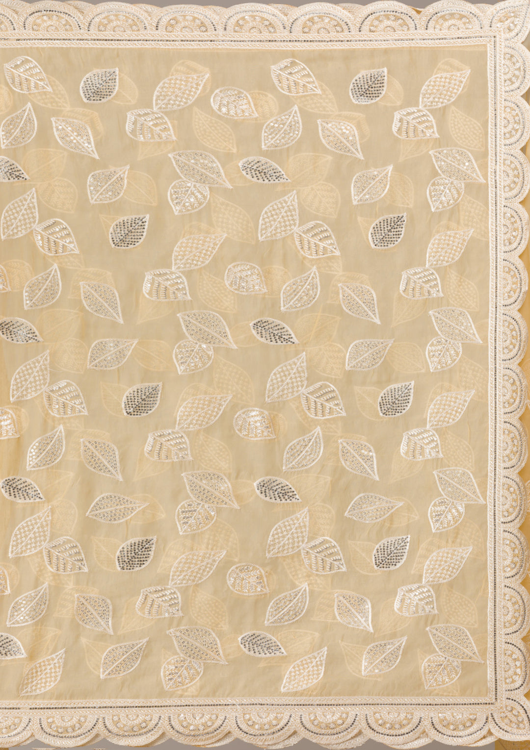Yellow Threadwork Organza Saree