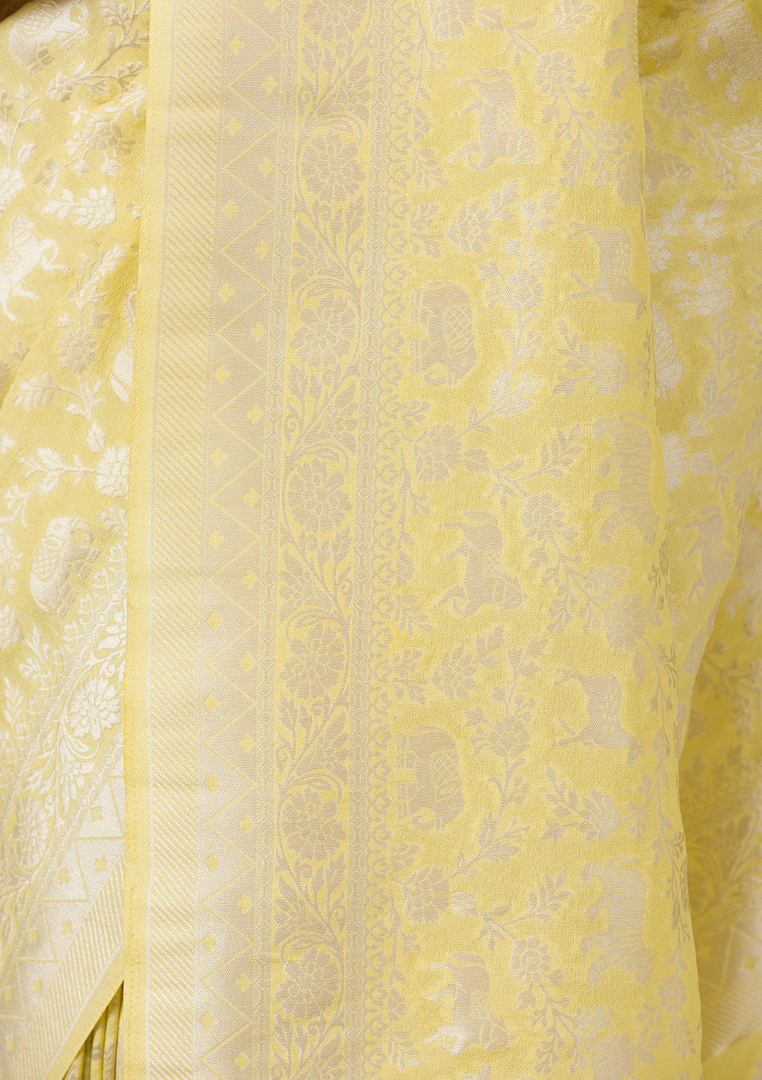 Yellow Zariwork Art Silk Saree