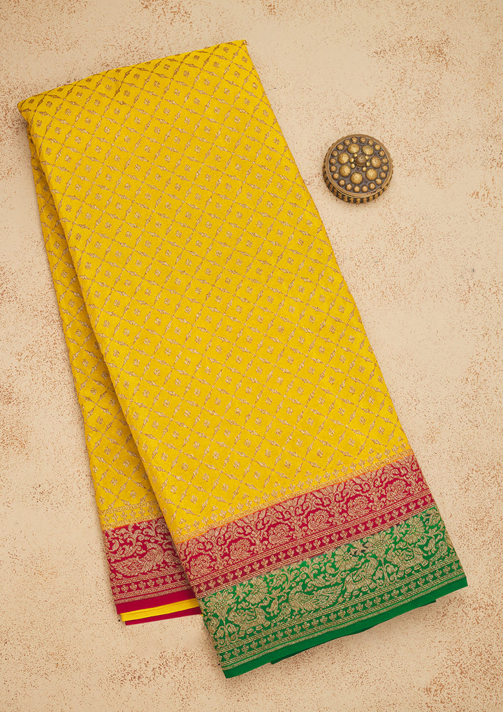 Yellow Zariwork Art Silk Saree