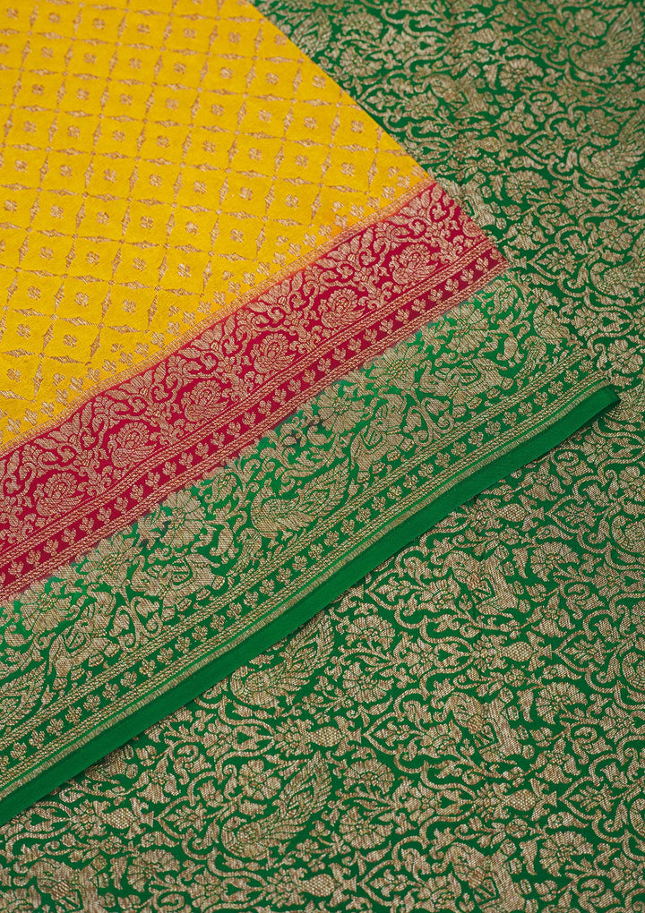 Yellow Zariwork Art Silk Saree