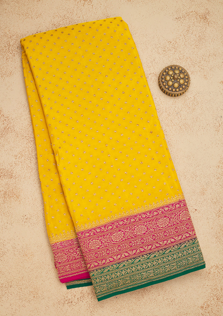 Yellow Zariwork Art Silk Saree