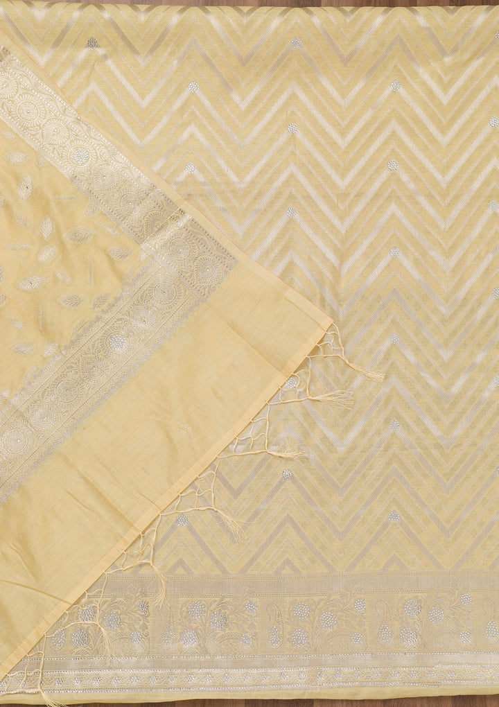Yellow Zariwork Banarasi Unstitched Salwar Suit