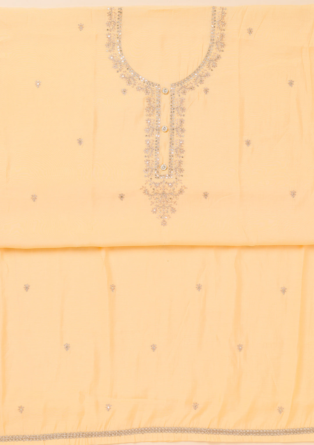 Yellow Zariwork Chanderi Unstitched Salwar Suit