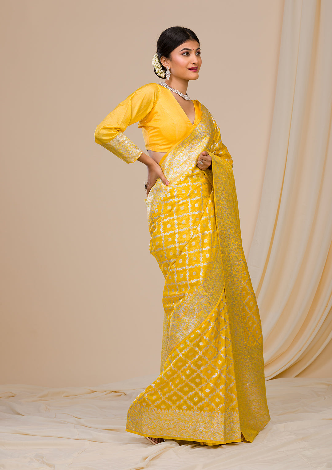 Yellow Zariwork Banarasi Silk Silk Saree