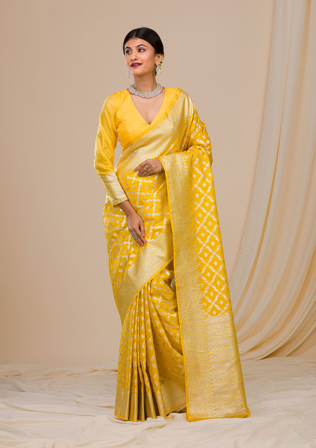 Yellow Zariwork Banarasi Silk Silk Saree