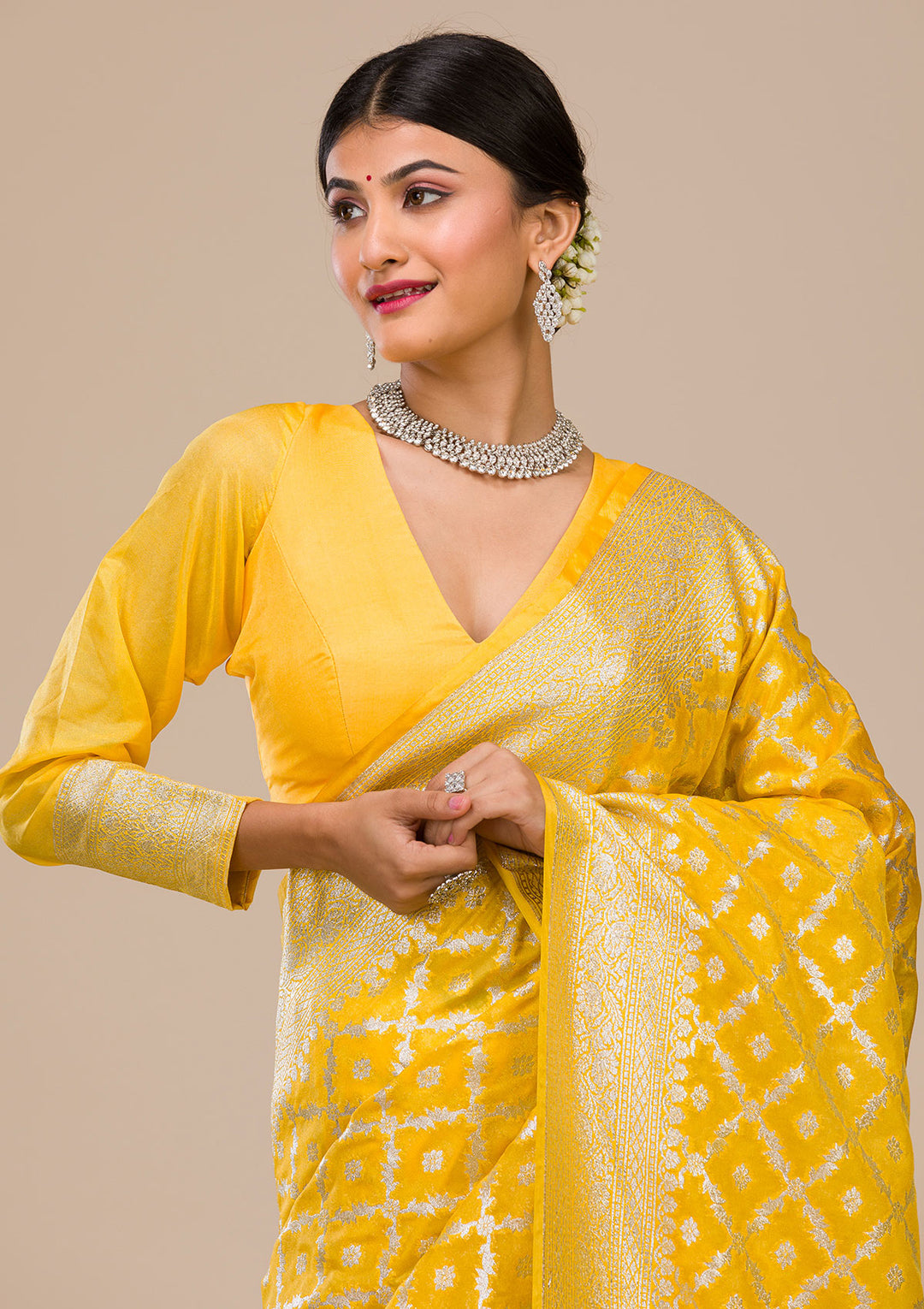Yellow Zariwork Banarasi Silk Silk Saree