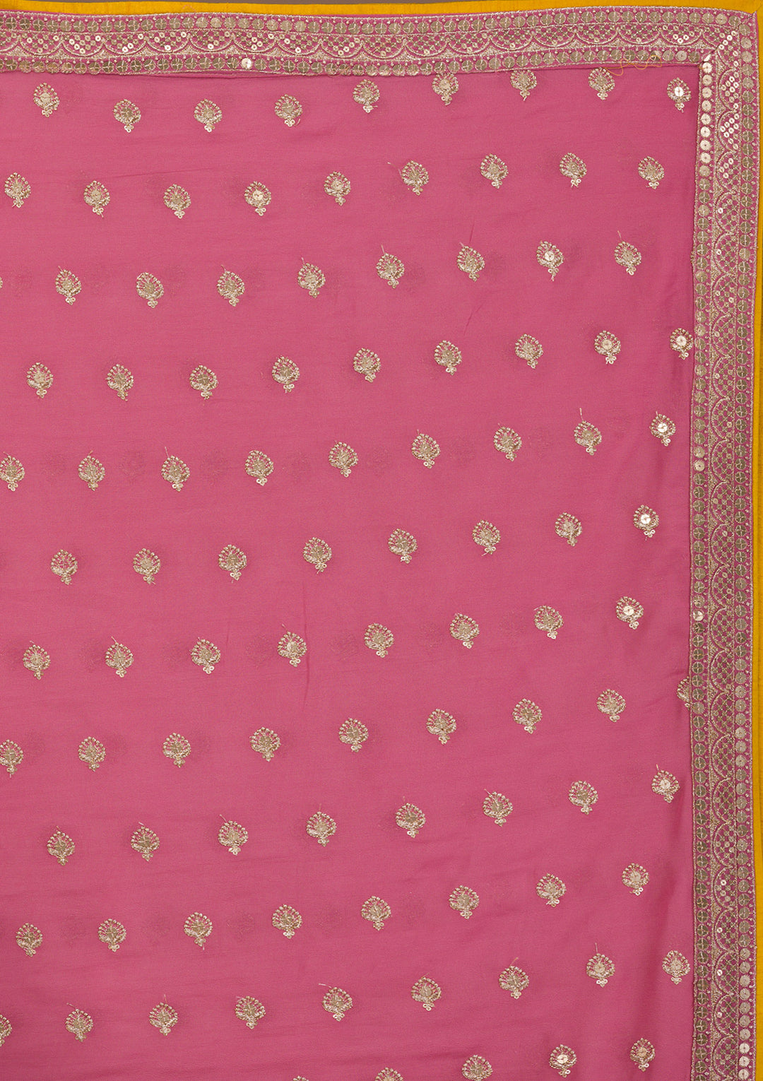 Yellow Zariwork Georgette Readymade Lehenga-Koskii