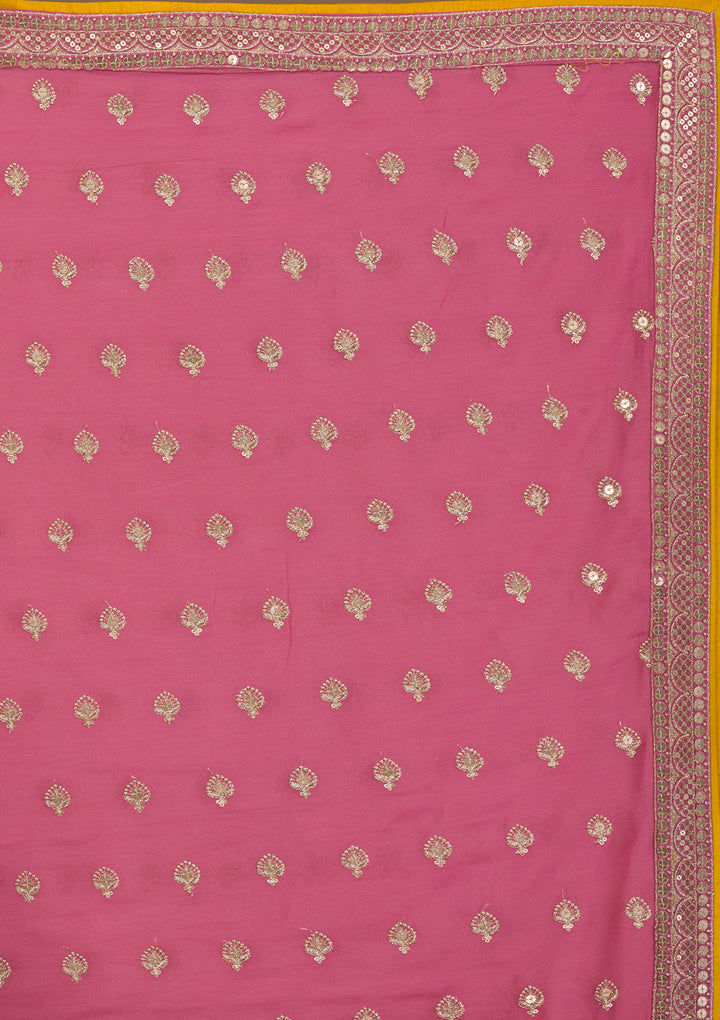 Yellow Zariwork Georgette Readymade Lehenga-Koskii